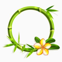 端午节效果元素水墨翠竹花环