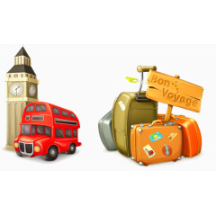 客车旅行箱PNG矢量元素