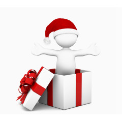 从礼盒里出来的戴帽子小人