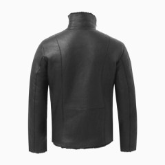 羊皮毛一体荔枝纹立领男士长袖皮衣