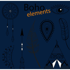 矢量手绘印第安文化捕梦网羽毛