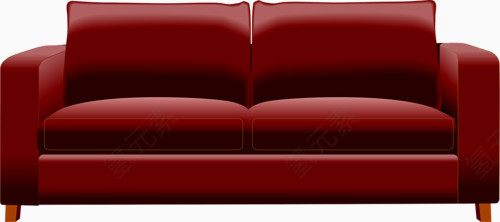 酒红色双人沙发