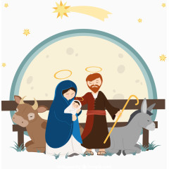 卡通耶稣诞生插画矢量素材
