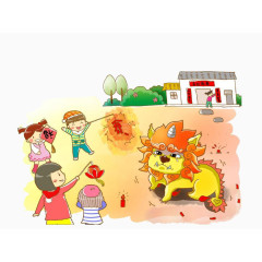 小孩放鞭炮吓年兽