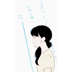 黑发女孩与日文