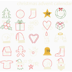 卡通线条圣诞节日历