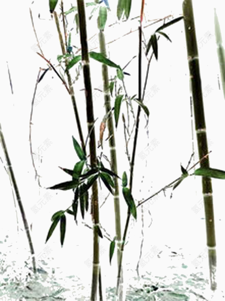 水墨山竹林