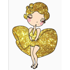 金色裙子卡通版玛丽莲梦露