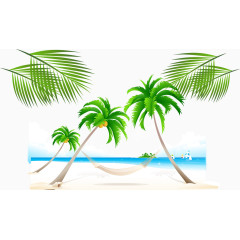 夏季椰子树海边海报背景素材