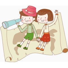 拿着望远镜的男孩