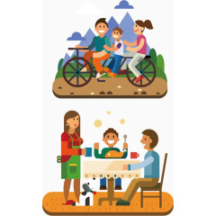 矢量卡通亲子游