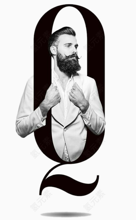 创意设计男模与字母Q