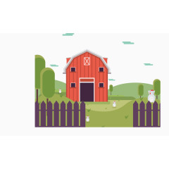 谷仓栅栏的牧场土地农场