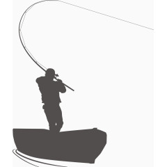 在小船上钓鱼剪影矢量图