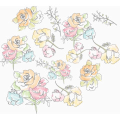 矢量手绘淡雅花朵