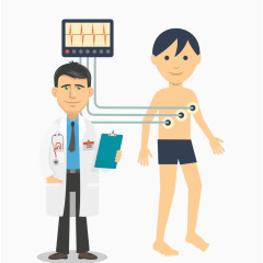 矢量卡通图案医生问诊检查身体