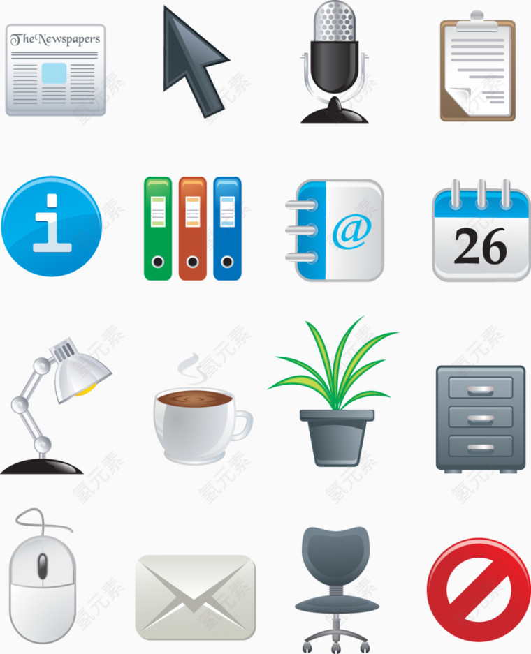 矢量手绘办公用品