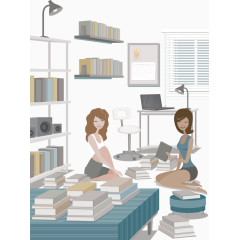 矢量手绘图书馆