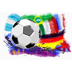 矢量漂亮足球的水彩画