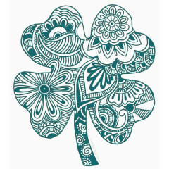四叶草手绘花纹免扣素材