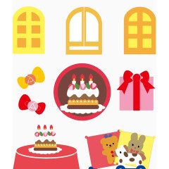 蛋糕礼物窗户素材