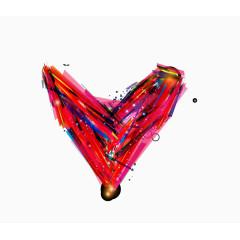 矢量红色心形像素点漂浮