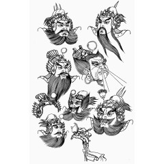 线描古代人物头像