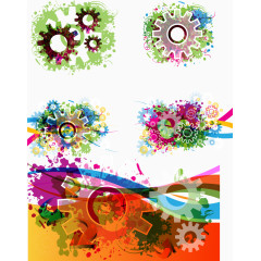 七彩齿轮背景矢量图