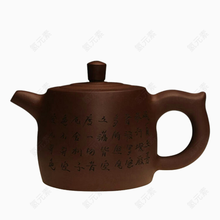 深色刻字茶壶