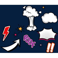 卡通矢量烟雾闪电箭头星星