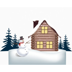 房屋堆雪人冬季矢量冰雪游素材