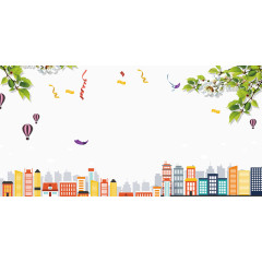 手绘街道海报背景装饰效果