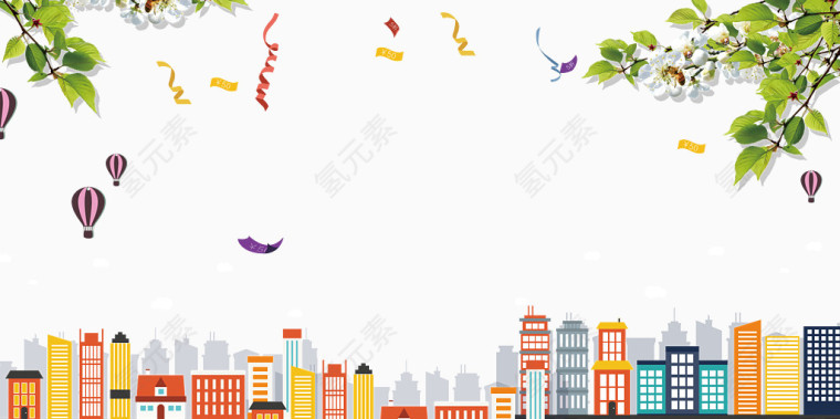 手绘街道海报背景装饰效果