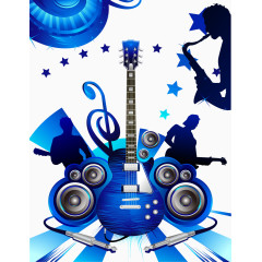 矢量蓝色音乐party海报素材