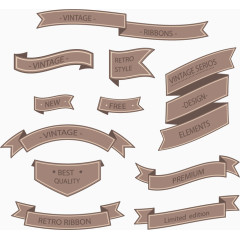 矢量手绘咖啡色标签横幅