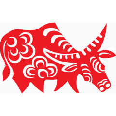 牛 剪纸 红 素材 生肖