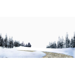 松林雪地免抠素材