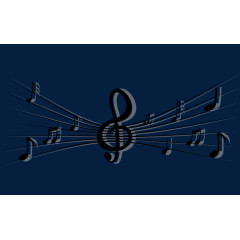 黑白五线谱音符透明图