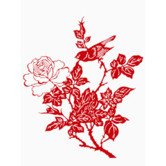 中国风牡丹花剪纸