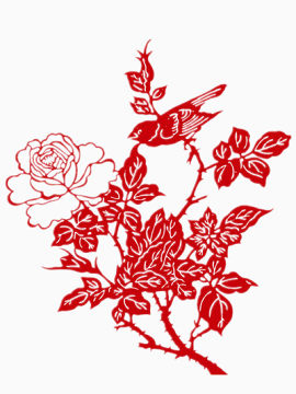 中国风牡丹花剪纸