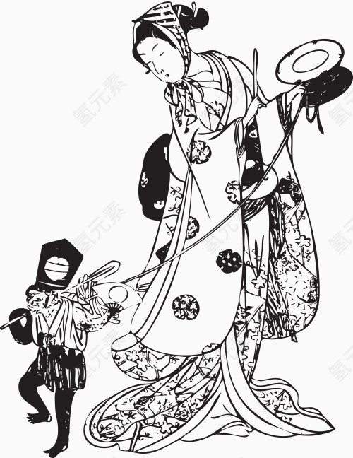 矢量复古日本元素