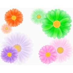 彩色小野菊花矢量花纹装饰素材