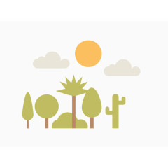 森林太阳卡通矢量素材