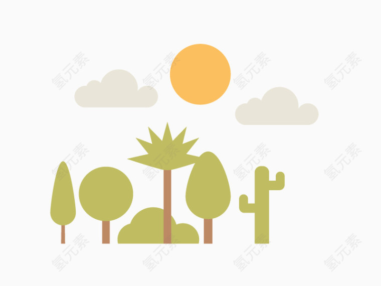 森林太阳卡通矢量素材