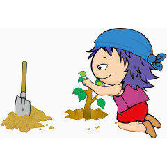 植树节种树插画