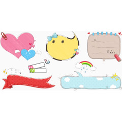 矢量可爱卡通对话框与丝带