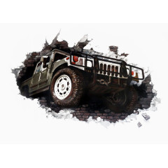 破墙而出的汽车