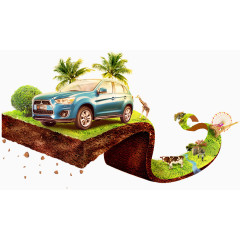 漂浮路面上的汽车