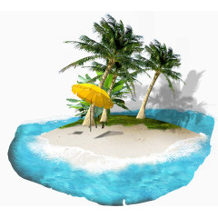 海滩椰树太阳伞元素