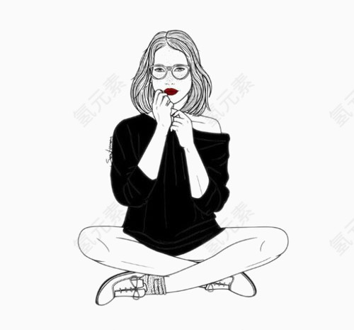 戴眼镜的女子插画